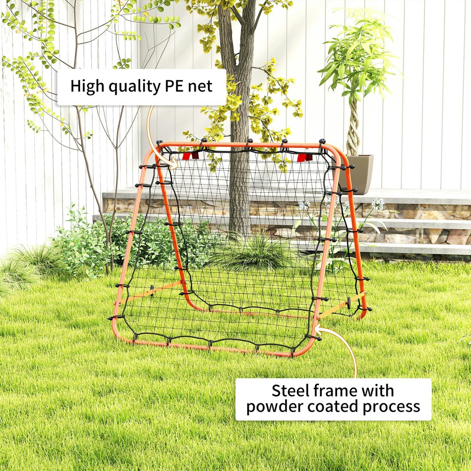 image 1 of HOMCOM Rebounder Net Football Target Goal with Adjustable Angles, Orange