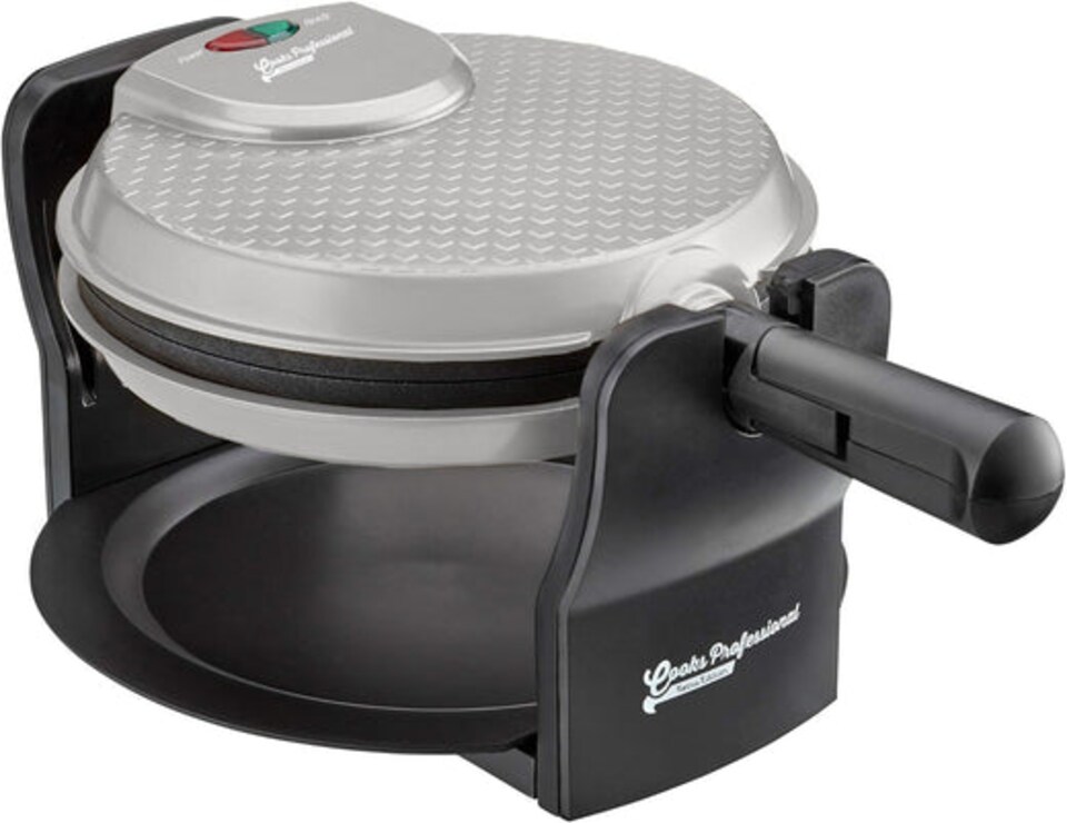 image 1 of Cooks Professional Rotary Belgian Waffle Maker Machine with Non-Stick Plates & Drip Tray | Silver