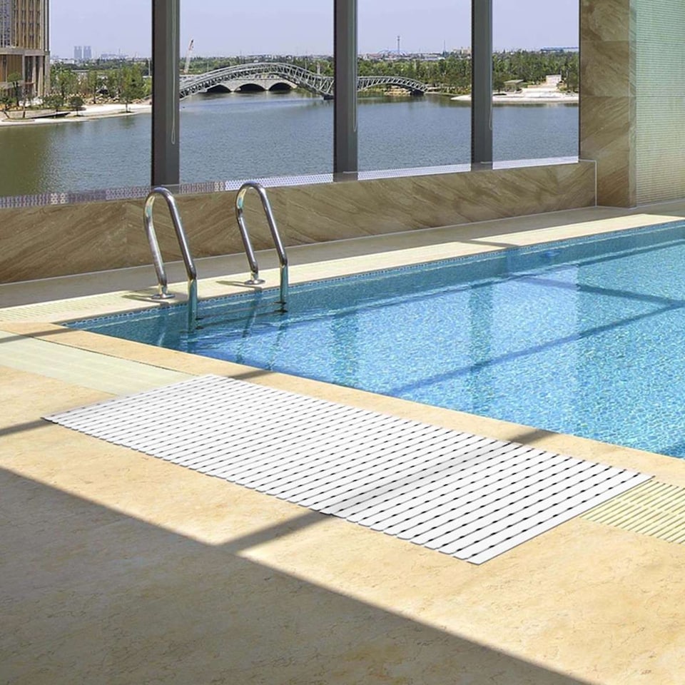 image 1 of PVC Duckboard Non-Slip Drainage Mat for Wet Rooms & Swimming Pools – 5M Roll | Grey