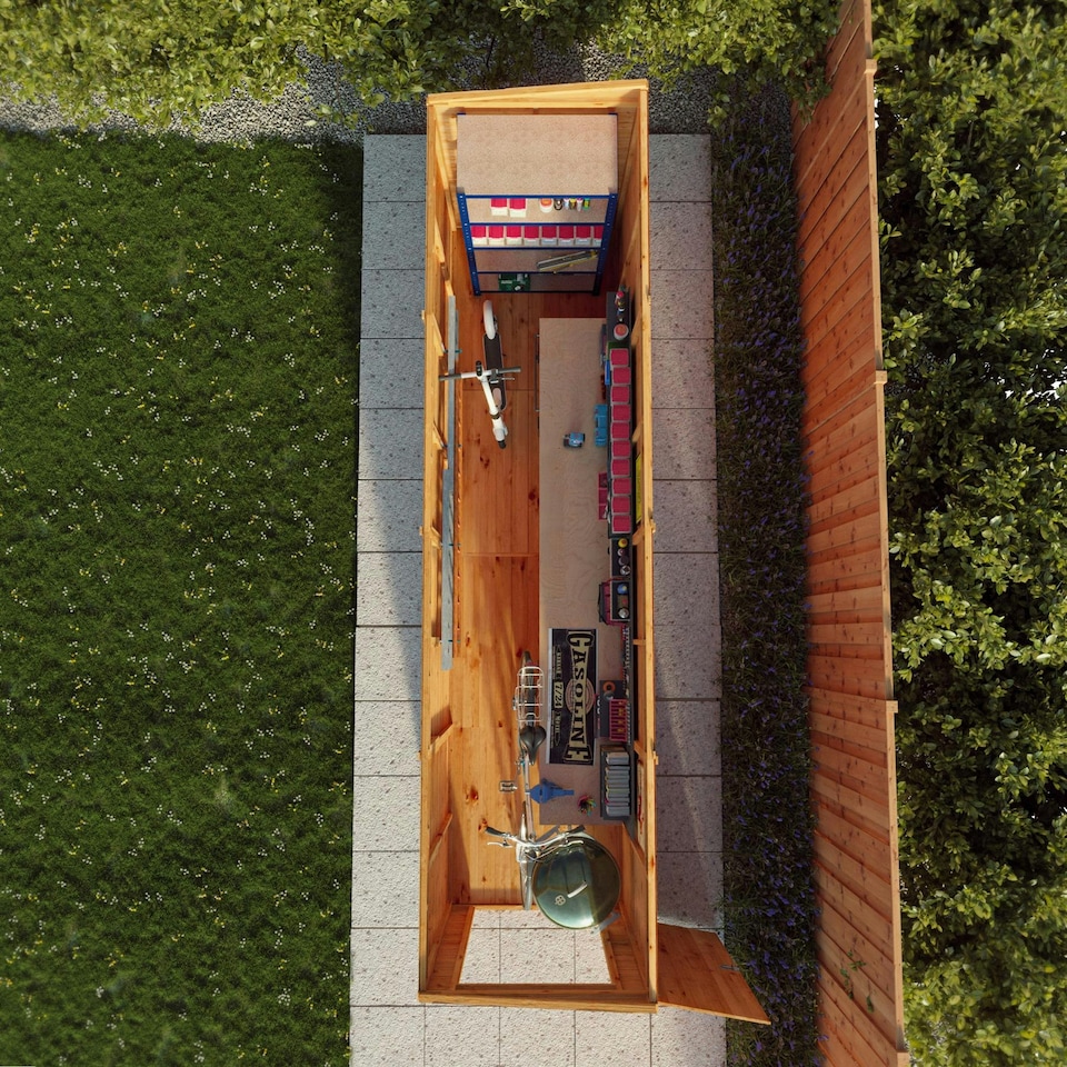 image 1 of 16 x 4 Modular Garden Shed Windowless Wooden Shiplap Pent Tongue and Groove Storage Brown