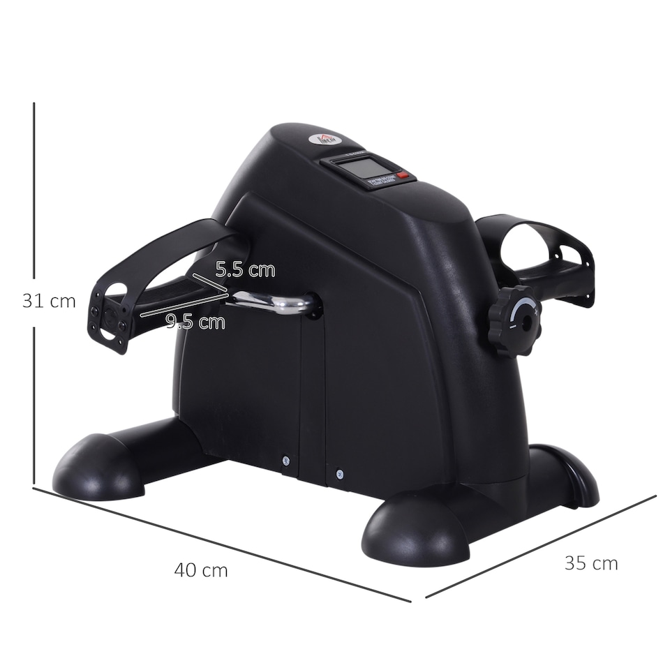 image 1 of HOMCOM Mini Exercise Bike Portable Pedal Manual Machine Indoor Fitness Black | Black