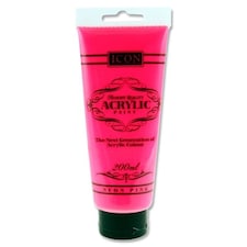 Neon Pink Acrylic Paint 200ml by Icon Art