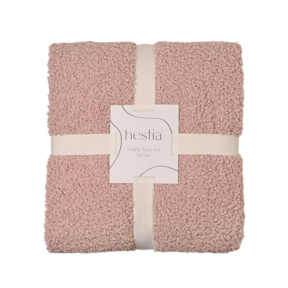 image 1 of Hestia Pink Teddy Throw