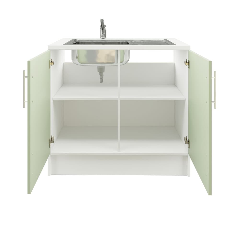 image 1 of JD Greta 1000mm Utility Room Sink Unit With Tap, Kitchen Base Cabinet - Sage Green Matt | Green