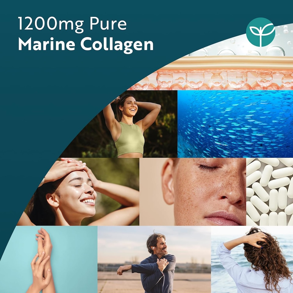 image 1 of Nutravita Pure Marine Collagen 1200mg Bioavailable Hydrolysed Collagen Peptides - Collagen Supplements for Women - 2 Months Supply - 120 Tablets