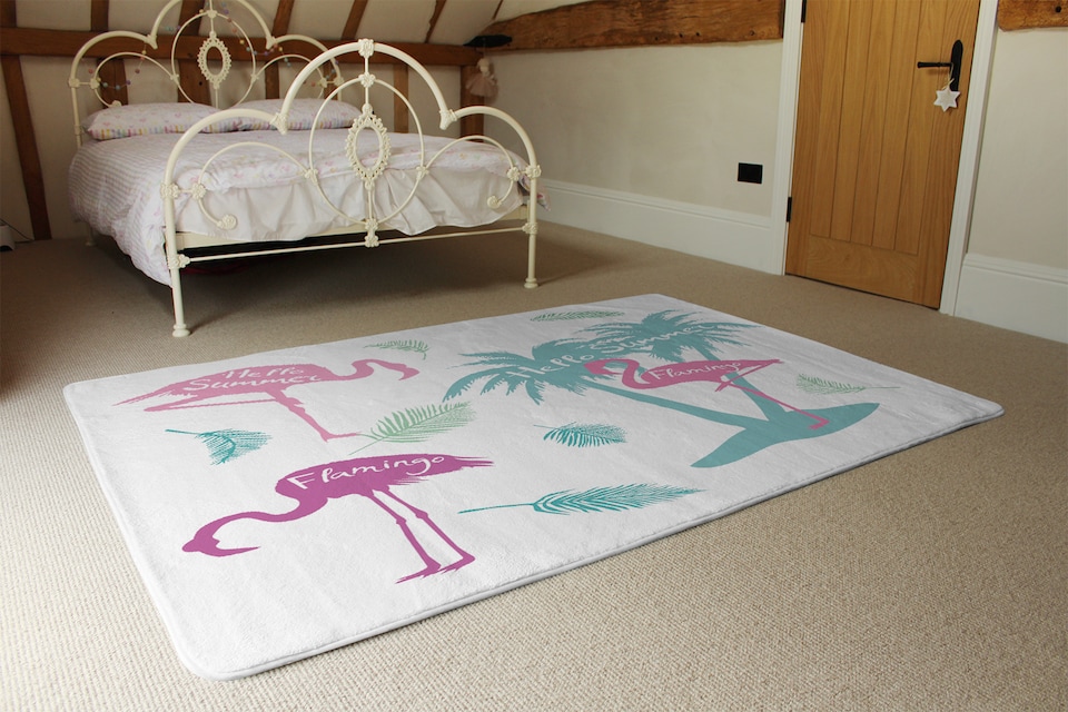 image 1 of Palm & Flamingo Designer Rug | Multi