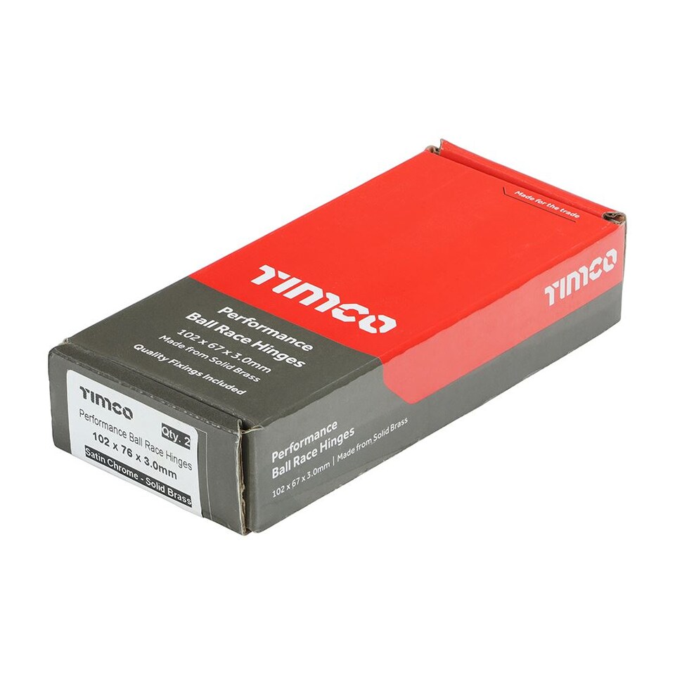 image 1 of Timco - Performance Ball Race Hinges - Solid Brass - Satin Chrome (Size 102 x 76 - 2 Pieces)