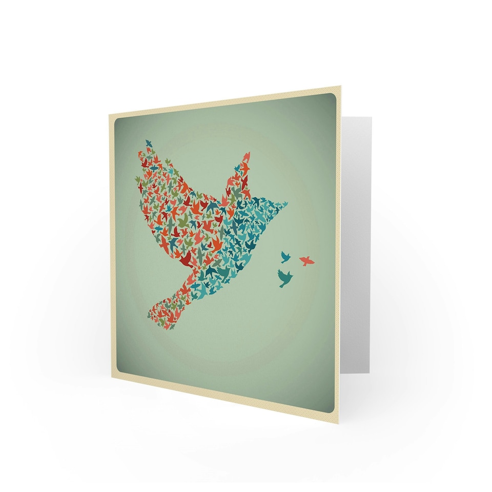 image 1 of Flying Birds Multi Colour Pattern Art Card