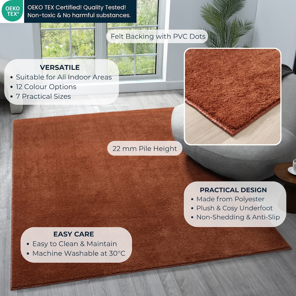 image 1 of Comfy Washable Low Pile Living Room Plain Area Rug