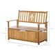 image 5 of Outsunny 2 Seater Garden Storage Bench, 164L Outdoor Storage Box with Backrest Flower Pattern, Wooden Garden Bench with Armrests, 125 x 68.5 x 97cm, Natural
