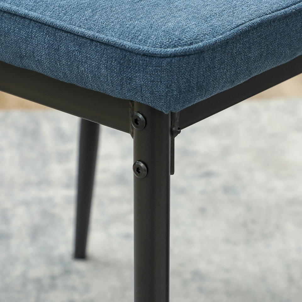 image 1 of HOMCOM Set of 2 Dining Chairs with Curved Back Padded Seat for Kitchen Blue Blue