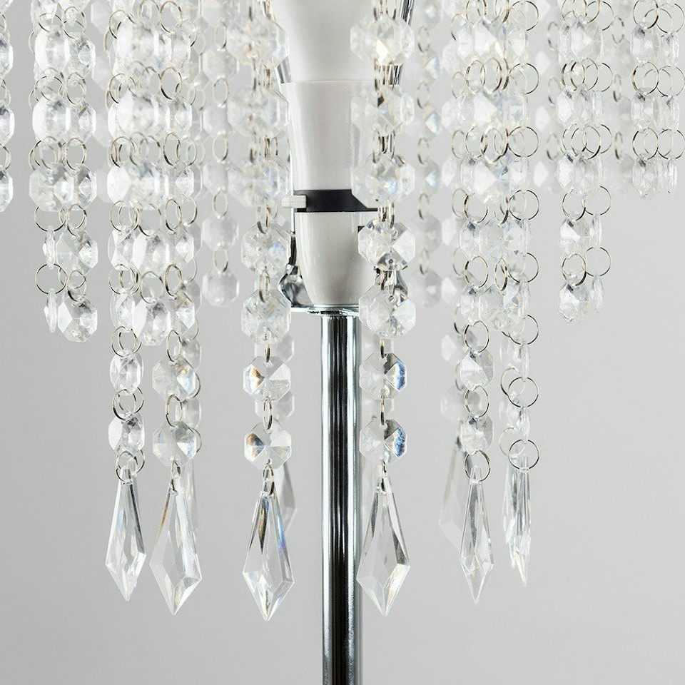image 1 of ValueLights Bronte Chrome & Clear Acrylic Droplet Floor Lamp Chrome