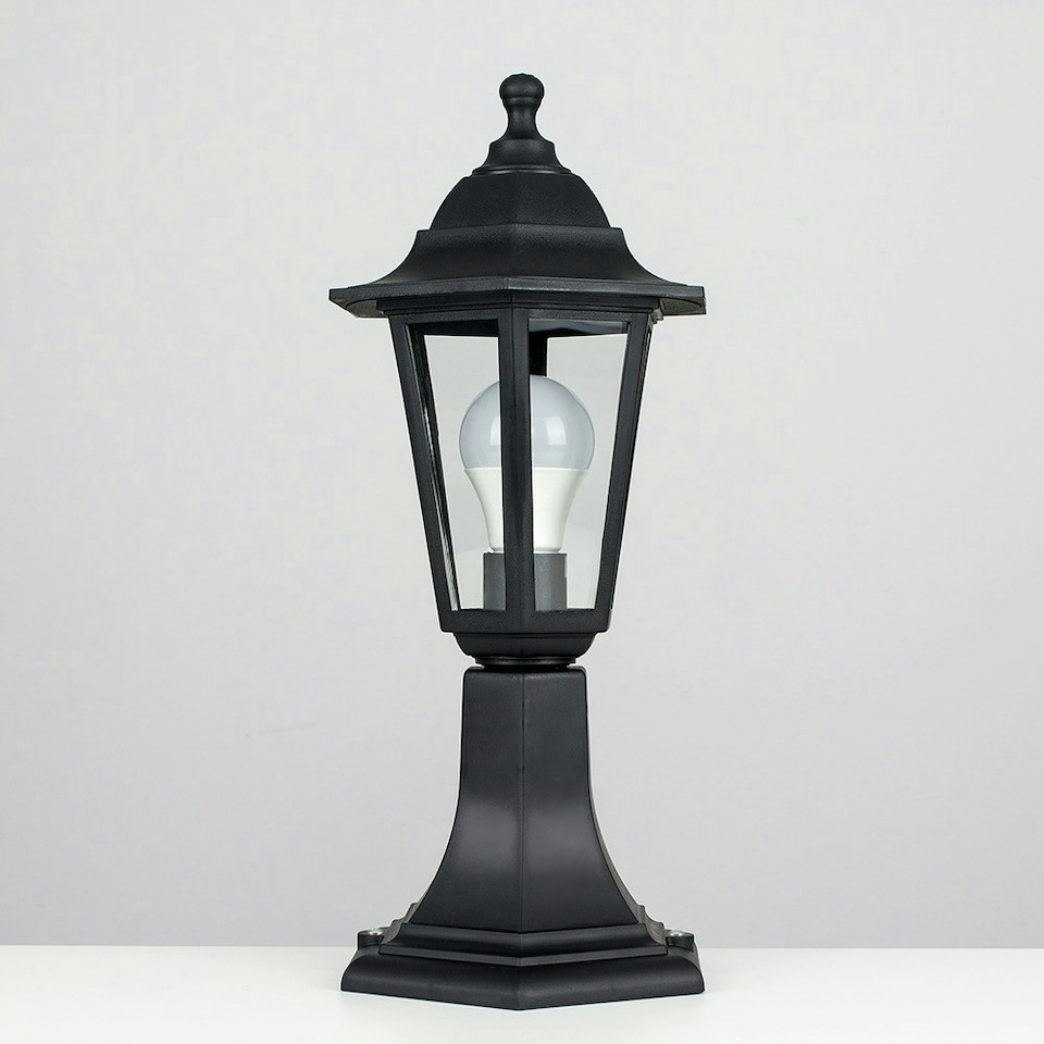 image 1 of ValueLights Black IP44 Outdoor Garden Wired Lamp Post Lantern Light