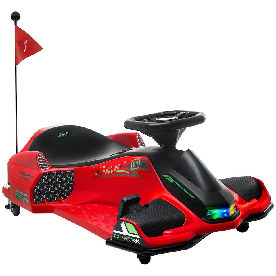 image 1 of HOMCOM 12V Electric Go Kart for Kids with Music, LED Lights, Red