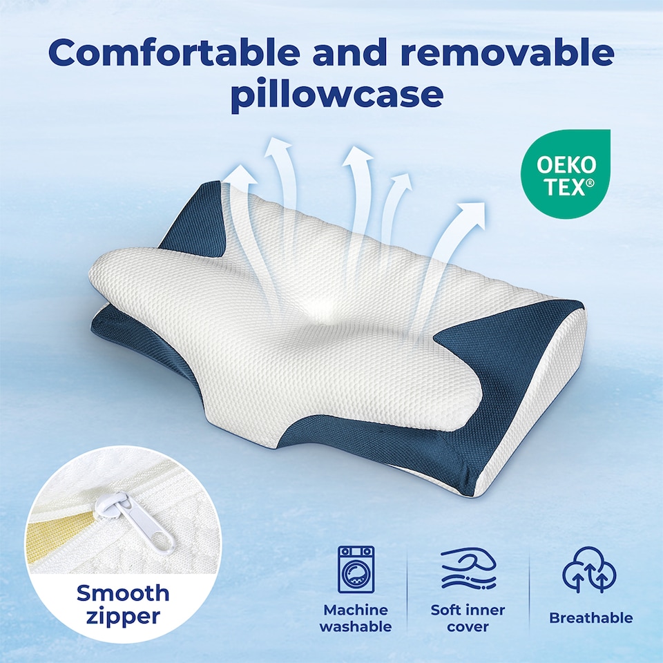 image 1 of Lavio Cervical Contour Memory Foam Pillow Side Sleeper for Neck Pain Relief