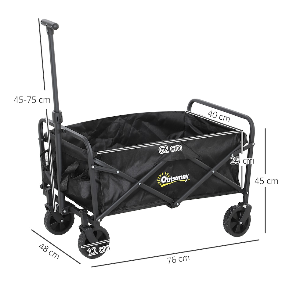 image 1 of Outsunny 62L Festival Trolley, 120kg Heavy Duty Folding Trolley Cart, Black