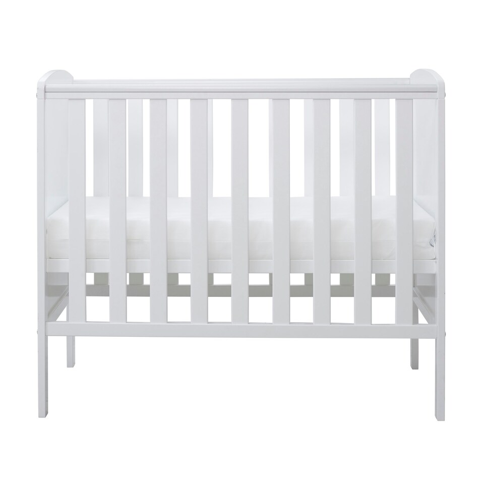 image 1 of Coleby Space Saver Cot - Compact Cot, Birth to 18 Months, Adjustable Base & Teething Rails (White)