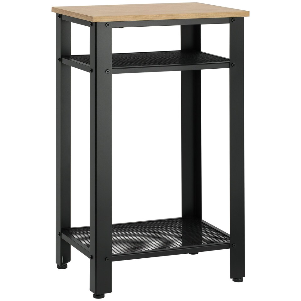 image 1 of HOMCOM Modern Side Table with 2-Tier Shelves End Table for Bedroom, Living Room Yellow