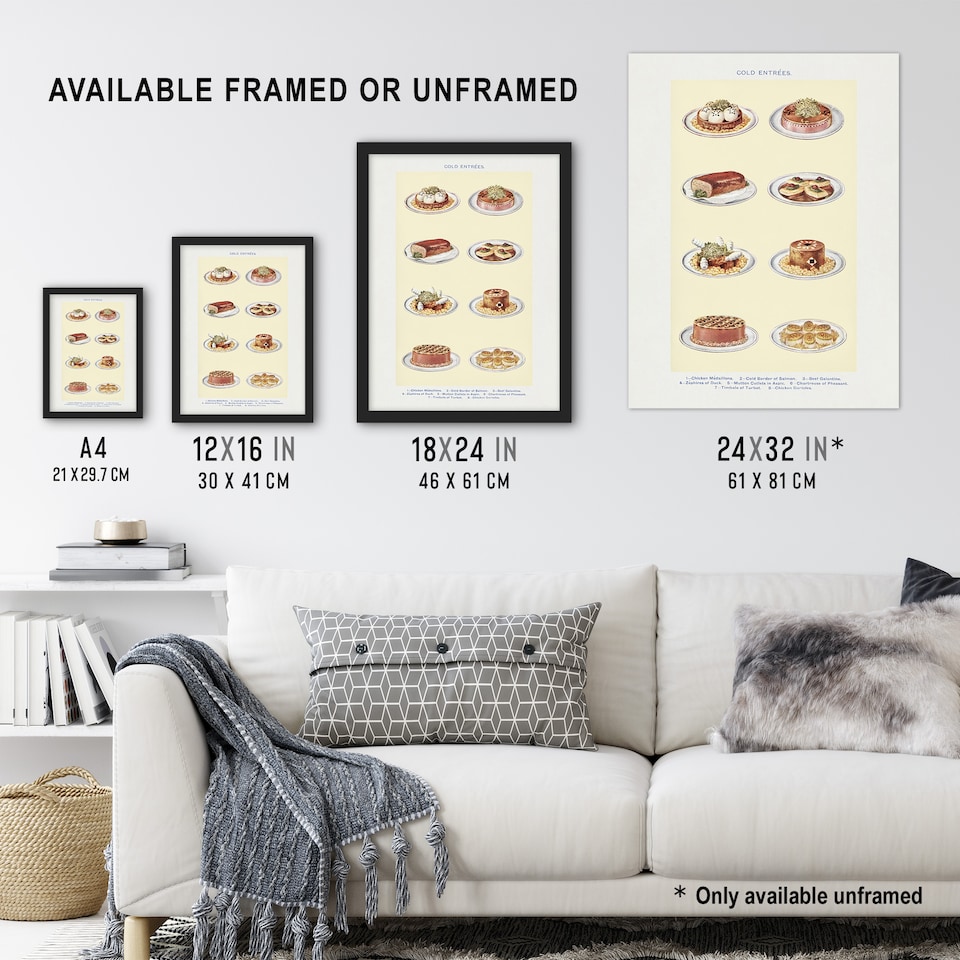 image 1 of Cold Entree Dishes Kitchen Decor Mrs Beeton Framed Wall Art Print 12X16"