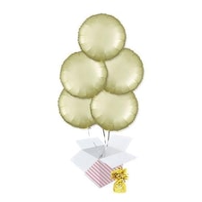 Pastel Yellow Satin Luxe Round Shape Foil Helium Balloon Bouquet - 5 Inflated Balloons In A Box