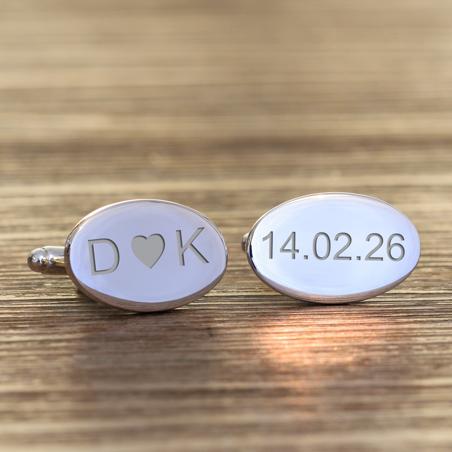 Personalised Initials Date Silver Finish Cufflinks Anniversary Couple ...