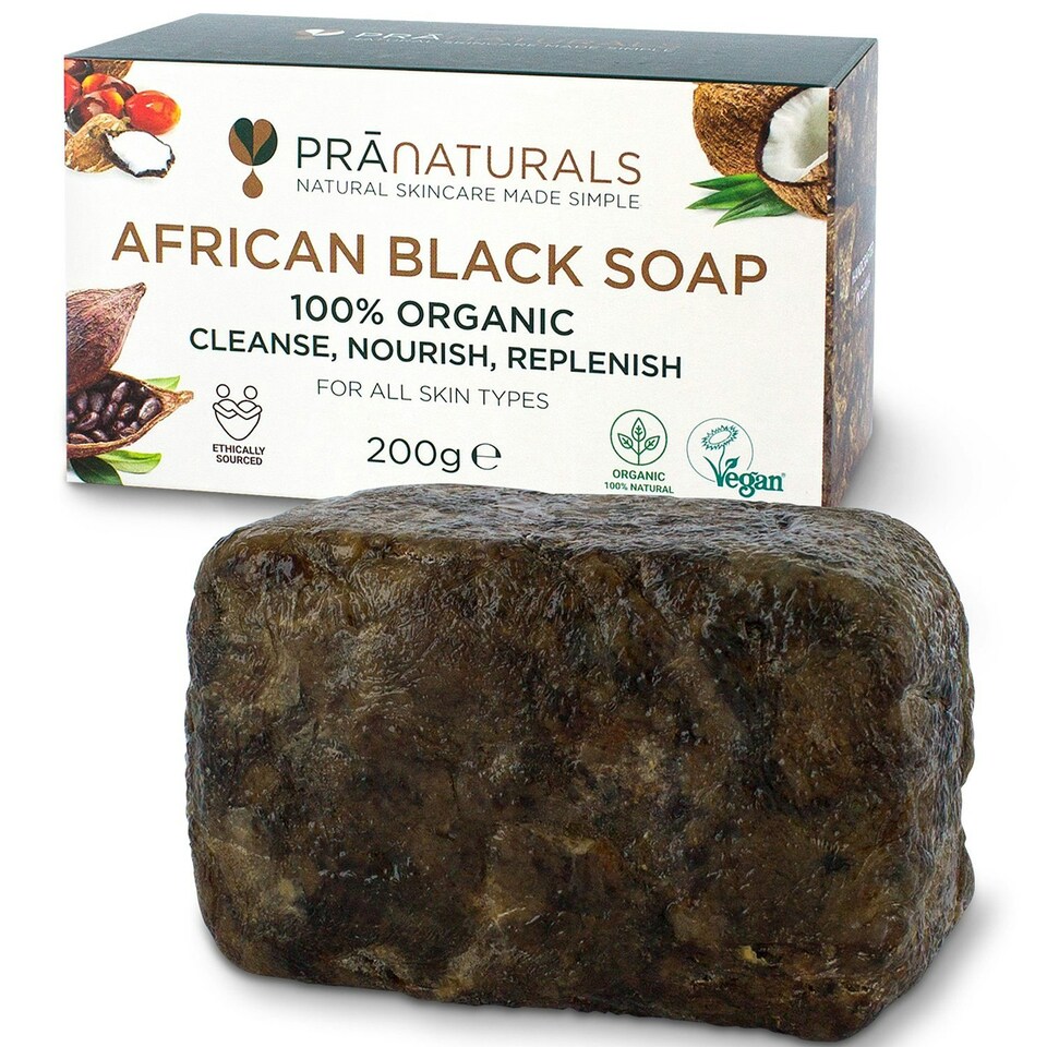 image 1 of PraNaturals 100% Organic African Black Soap 200g