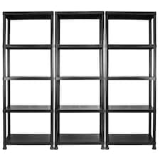 TekBox Set of 3x 5 Tier Garage Storage Shelves