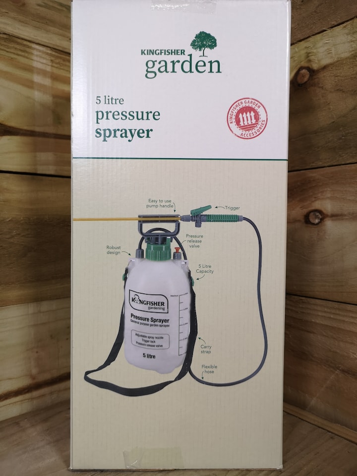 image 1 of 5 Litre Garden Pressure Sprayer with Shoulder Strap for Weeds / Fertiliser | White | White