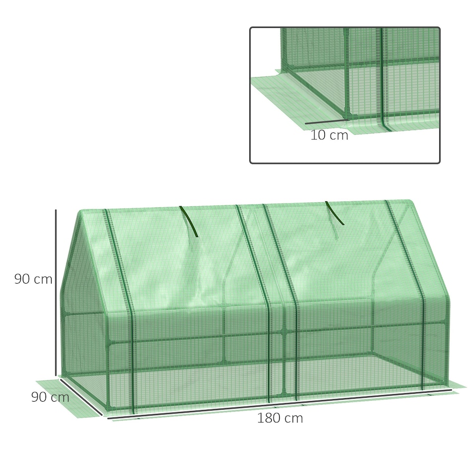 image 1 of Outsunny Mini Small Greenhouse with Steel Frame & PE Cover & Window