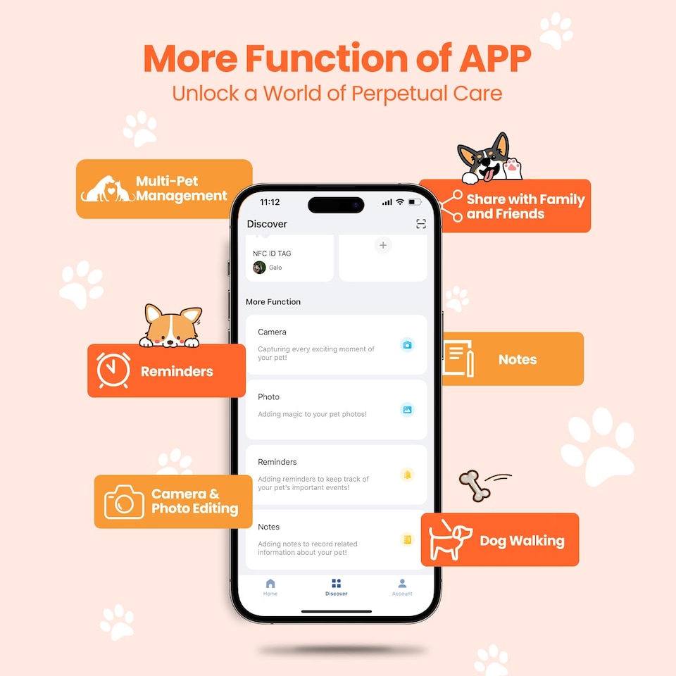 image 1 of AirTag Holder & Collar for Pets GPS Tag & App with Smart QR ID