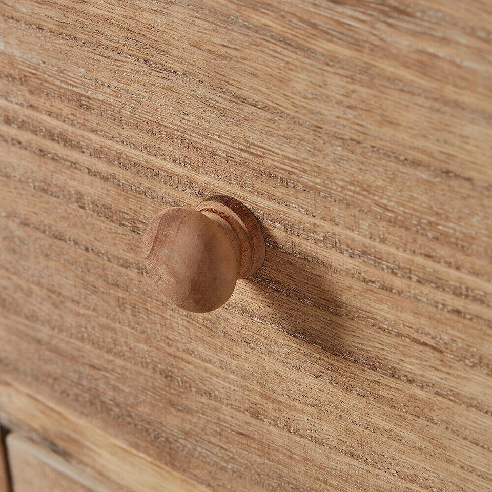 image 1 of 5 Drawer Chest Natural Wooden Tallboy Bedroom Storage Organiser Fully Assembled