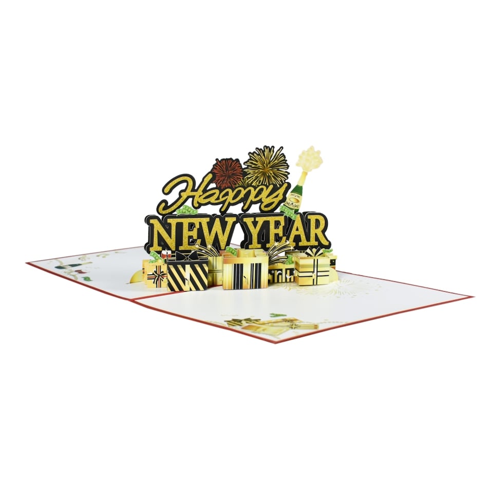 image 1 of Fireworks & Champagne New Year Blast Pop Up Greeting Card