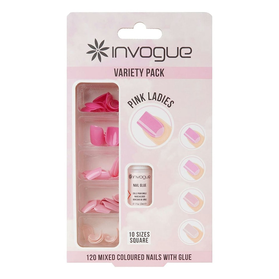 image 1 of Invogue Pink Ladies Square Nails - Variety Pack (120 Pieces)