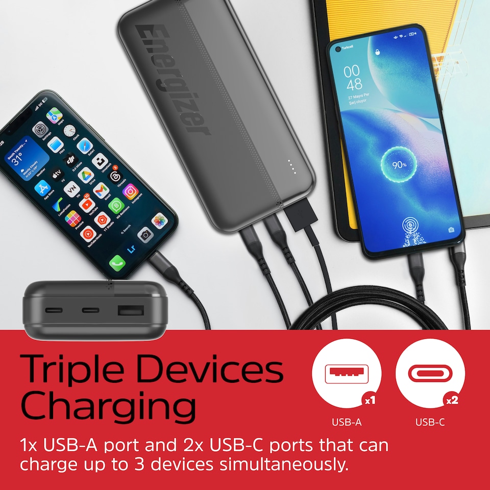 image 1 of Energizer 20mAh USB-C Power Bank Black