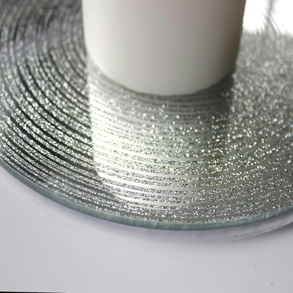 image 1 of Marco Paul 20cm Silver Mirrored Candle Plate