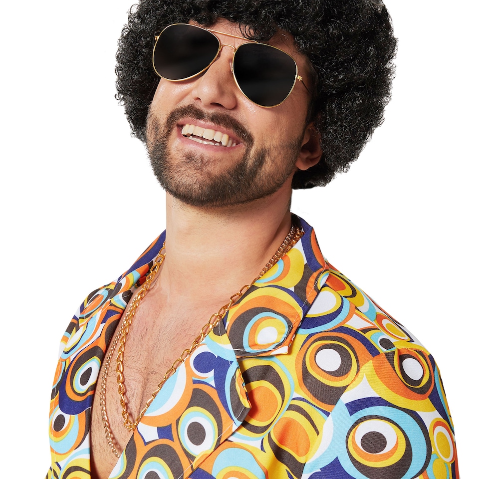 image 1 of Mens Fancy Dress Costume - 70s Disco, retro circle pattern | Multi | colourful | 2XL | 1