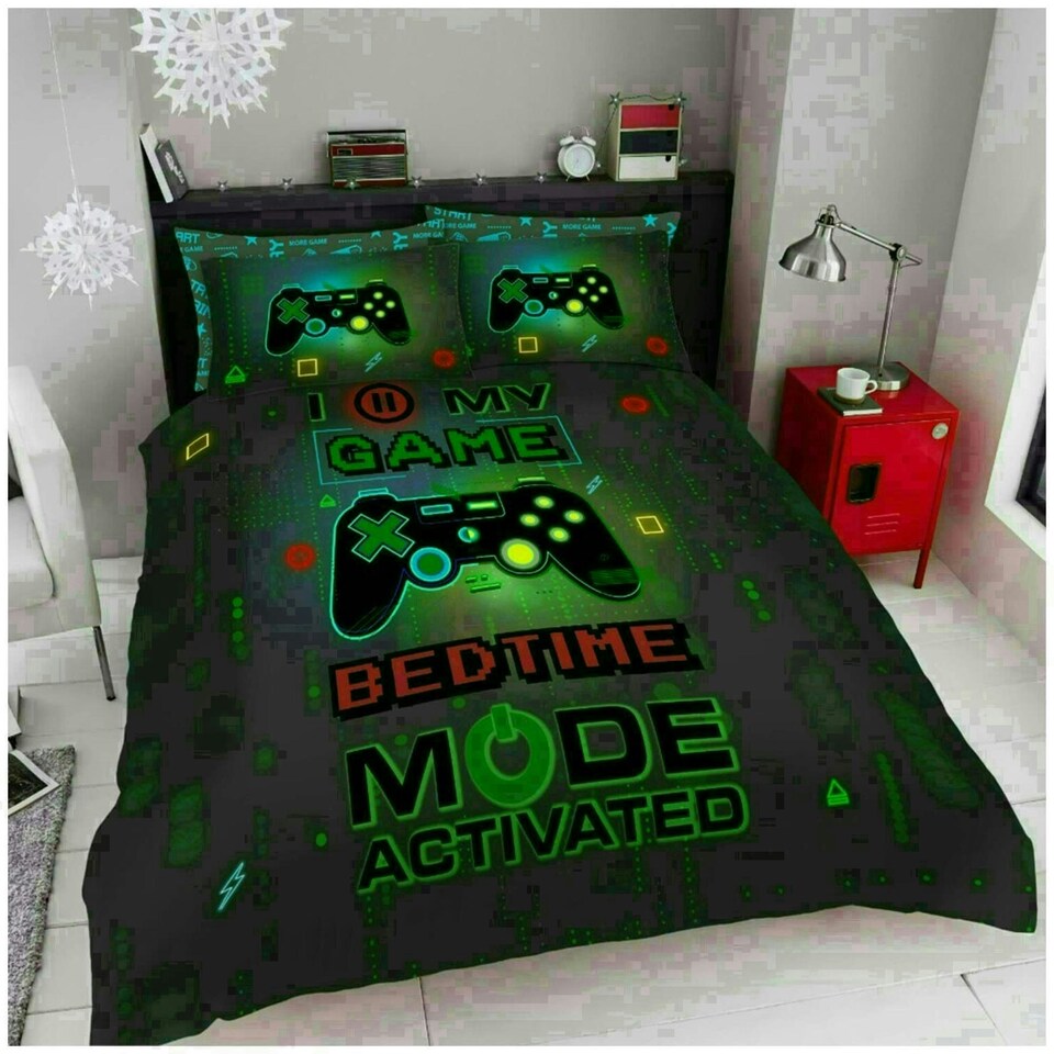 image 1 of Gamer Printed Duvet Cover Set Reversible Polycotton Beddings Multi | Double