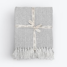 Large Cotton Chevron Herringbone Sofa Throw Blanket - 150 x 200cm | Silver | Light Grey | One Size | 1