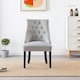 image 2 of Set of 6 Velvet Dining Chairs Ergonomic Scoop Knockerback & Button Tufted Wood Legs Grey | Light Grey