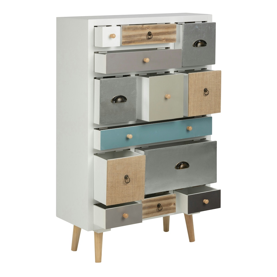 image 1 of Thais White Shabby Chic Multi Coloured 13 Drawer Chest