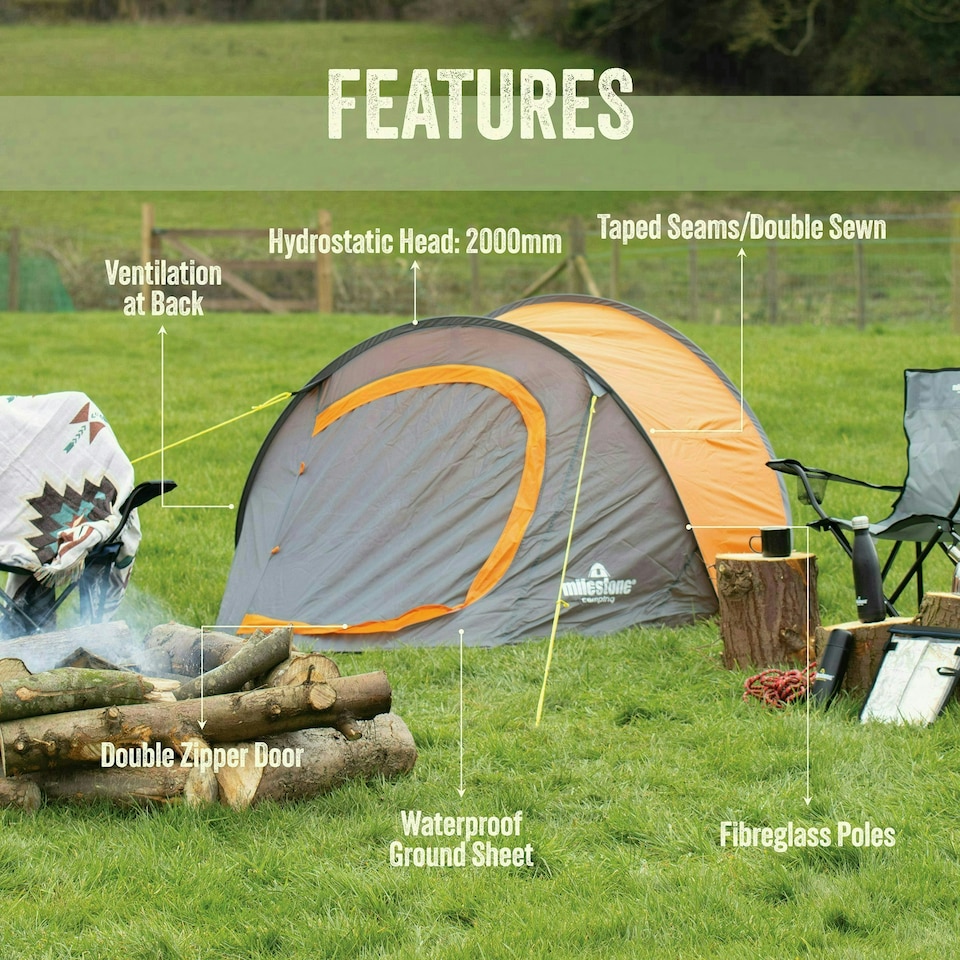 image 1 of Milestone Camping Pop Up Tent