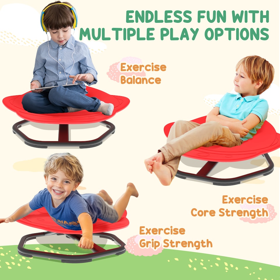 image 1 of AIYAPLAY Planet-Shaped Kids Swivel Chair, Sensory Spinning Chair, Red | Red