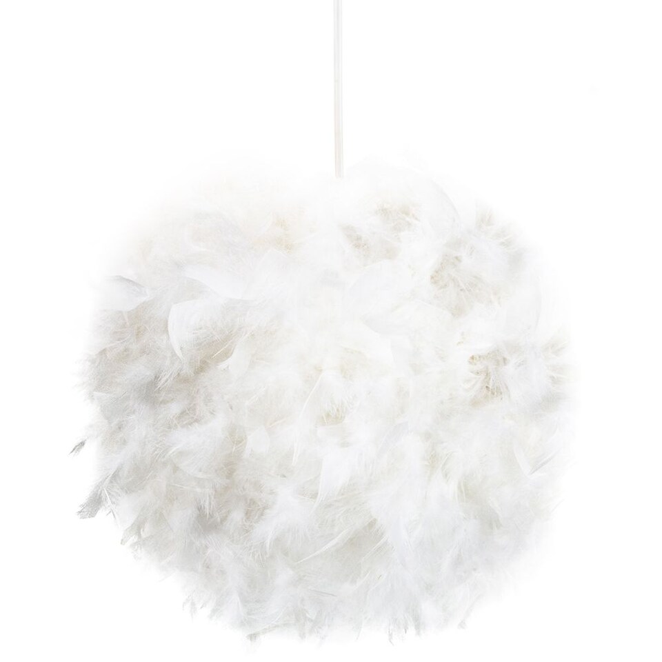 image 1 of Eye-Catching and Designer Small White Feather Decorated Pendant Lighting Shade | White | White | 1