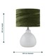 image 7 of First Choice Lighting Tuscan White Ceramic Lamp with Dark Green Crushed Velvet Shade White | Green