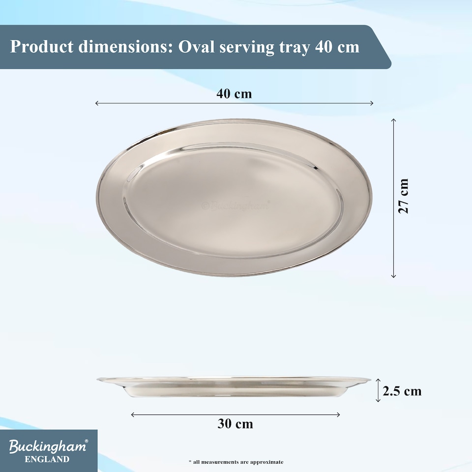 image 1 of Buckingham Stainless Steel Oval Platter Serving Tray , 40 cm | Silver