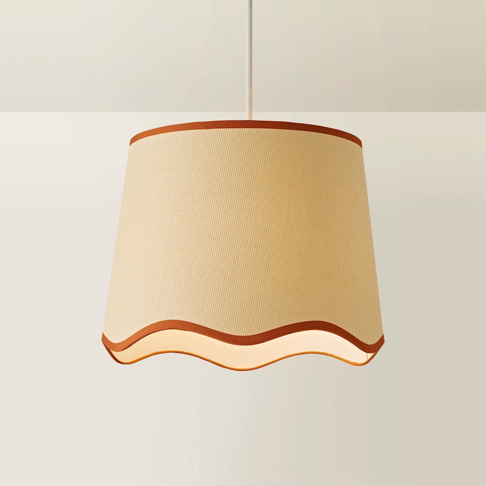 image 1 of ValueLights Dutton Natural Rust Trim Scallop Large Ceiling Lamp Shade | Orange