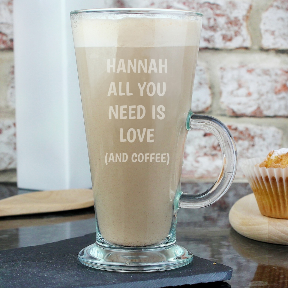 image 1 of Personalised All You Need Is Love Latte Glass Clear