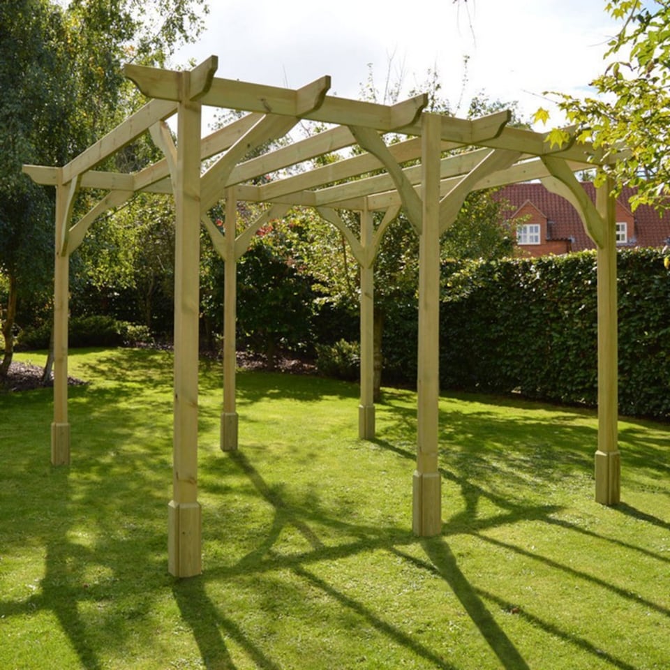 image 1 of Premium Pergola 6 Posts - Wood - L180 x W660 x H270 cm - Light Green
