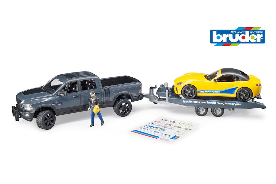 image 1 of Bruder RAM 2500 Power Wagon and BRUDER Roadster Racing Team Detailed Vehicle & Playset Model