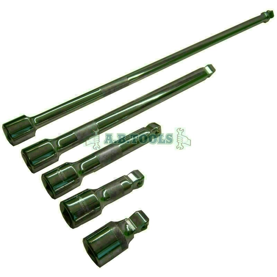 image 1 of 1/2" Drive Wobble Socket Ratchet Extension Bar Set 50mm - 450mm 5pc Set